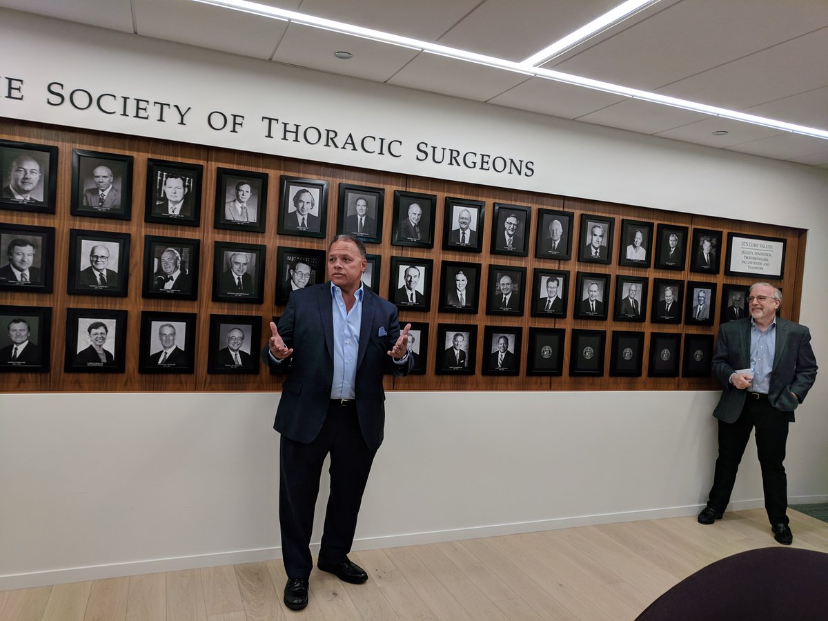 STS President Robert S.D. Higgins, MD joins incoming Executive Director Elaine Weiss and retiring Executive Director Rob Wynbrandt at HQ today. Dr. Higgins's portrait was unveiled on the STS Wall of Presidents. @roberthiggins32