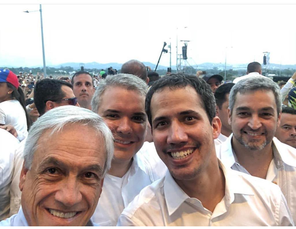Venezuela’s interim President Juan Guaido joined the region’s democratic leaders, Latin music superstars and hundreds of thousands of spectators at today’s Venezuela Aid Live mega concert.