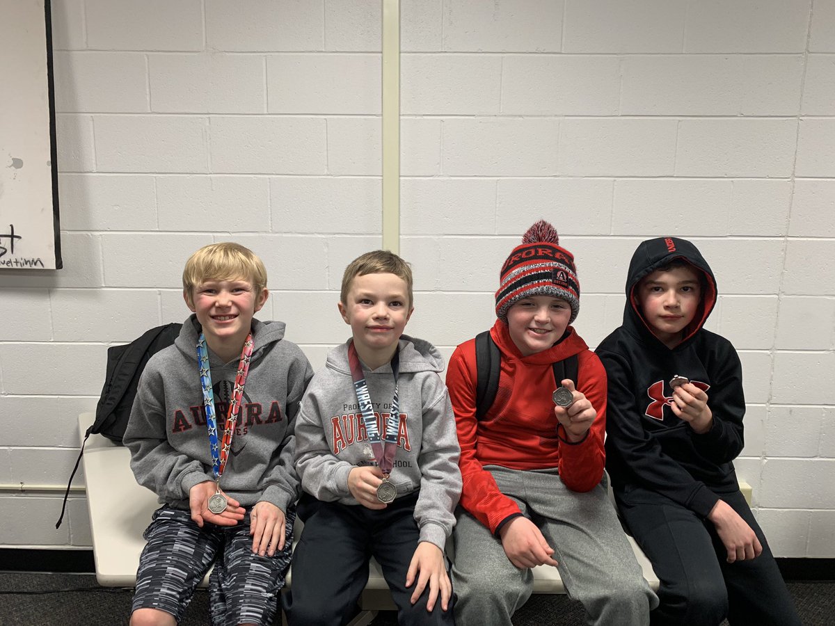 The big boys season may be complete, but the little guys are still bringing home medals ~ Silver across the board tonight! <a href="/Aurora_Wrestle/">Aurora Boys Wrestling</a>  #aurorahuskies