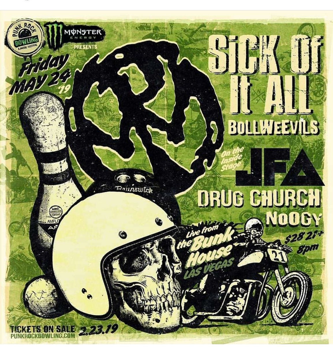 punxxxsuc's tweet photo. Lets kick off this twitter thing with a big announcement : @PunkRockBowling 2019 were playing with thr almighty @Pennywise @SOIANYC @TheBollweevils #jfa @DrugChurch ! Beyond stoked #noogy #prb #punkrockbowling #punx https://t.co/ypaRml7Uik