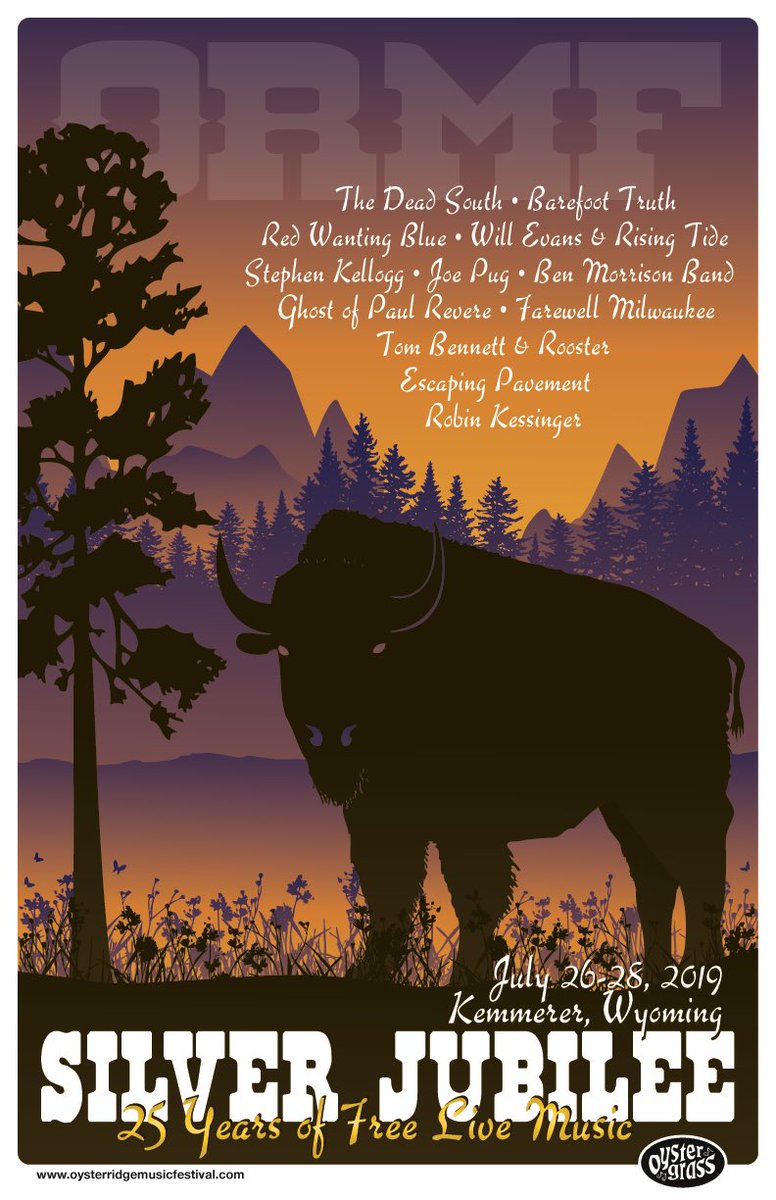 ORMF3's tweet photo. Here it is! The 2019 Festival lineup! It’s packed with talent from start to end!See everyone in July! #music #FREE #Musicfestival #wyoming https://t.co/n7V1k32lUQ
