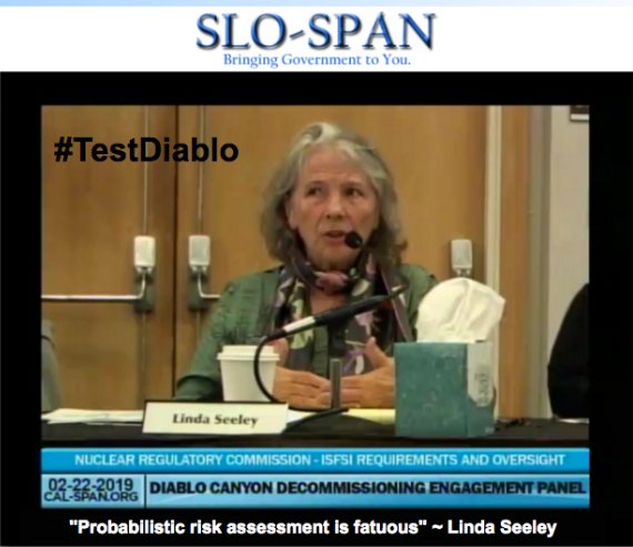 MylaReson's tweet photo. "Probabilistic risk assessment is fatuous"
~ Linda Seeley @mothersforpeace
Speaking Truth to Power
San Luis Obispo, California
February 22, 2019
#TestDiablo https://t.co/LCEJ9UHDF5