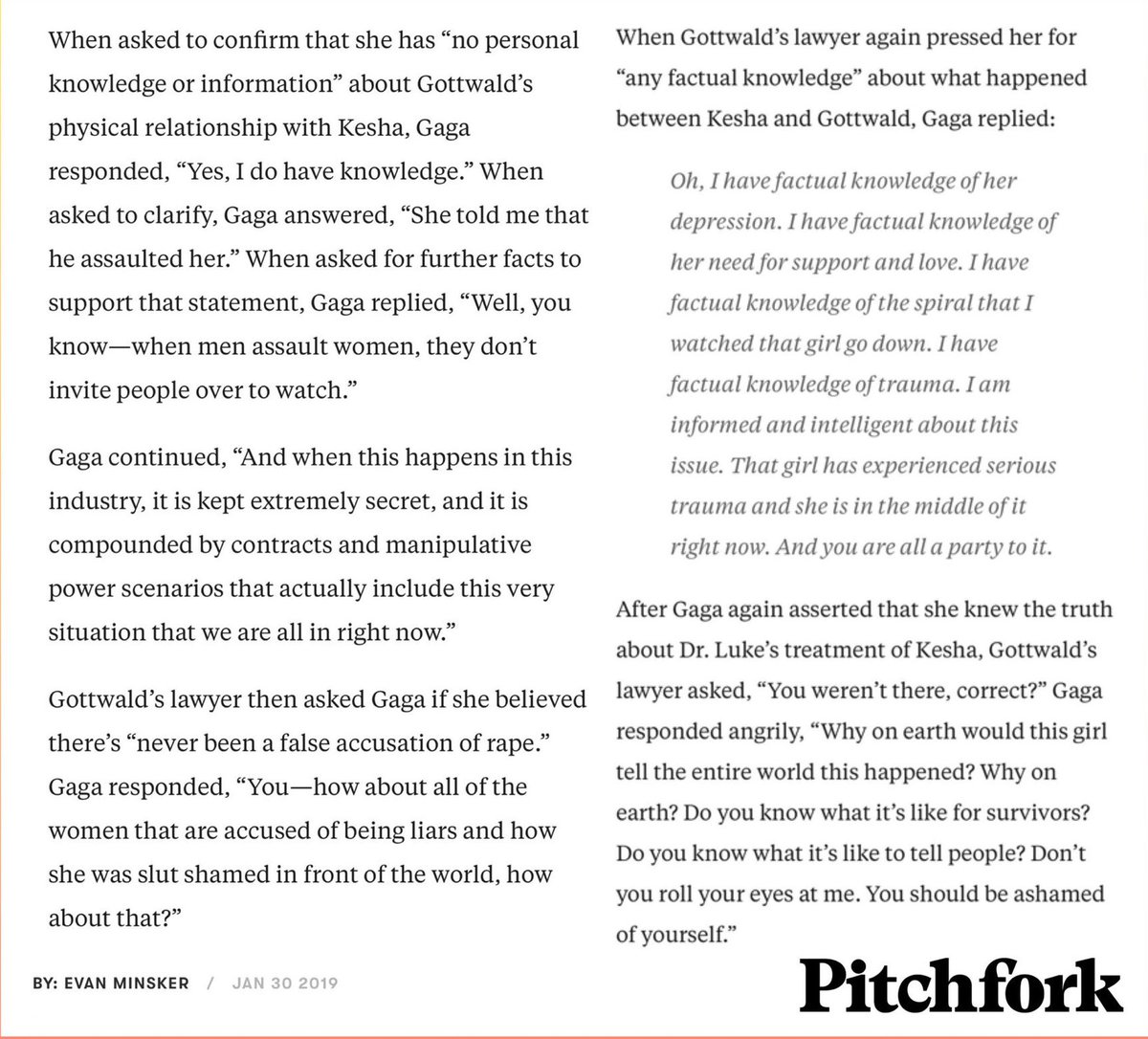 Lady Gaga got into heated fight with ****’s lawyer while defending K in her deposition. She also revealed she first met K at ****’s home studio. She said K was in a back room wearing only underwear:“What I recall was her immense sadness and depression and fear.”