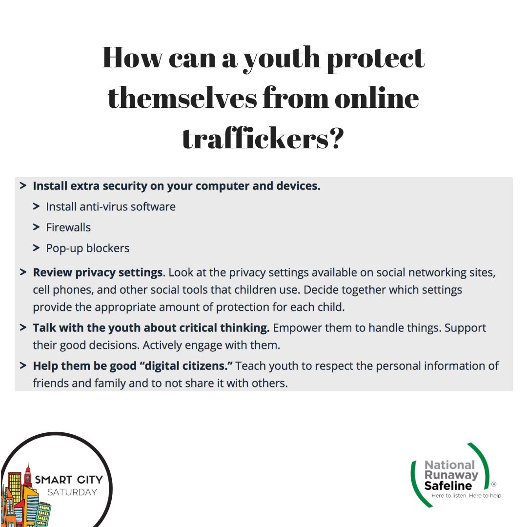 SmartCitySat's tweet photo. These are a few ways youth and parents of youth can help stay protected against online traffickers.
.
.
.
#smartcities #austin #hackathons #sandiego #apply #teens #teenaction #innovation #witsnext https://t.co/pP9lt40JQf