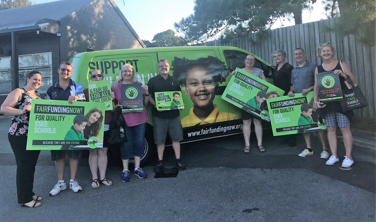PublicSchoolsAU's tweet photo. Teachers in Forde want #FairFundingNow so they can support their students and provide them with the best possible educational resources and facilities. #FairFundingVans https://t.co/knOfR0ISGK