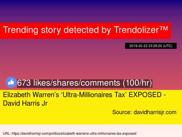 Warrenolizer's tweet image. #ElizabethWarren’s ‘Ultra-Millionaires Tax’ EXPOSED - #DavidHarrisJr warren.trendolizer.com/2019/02/elizab…
