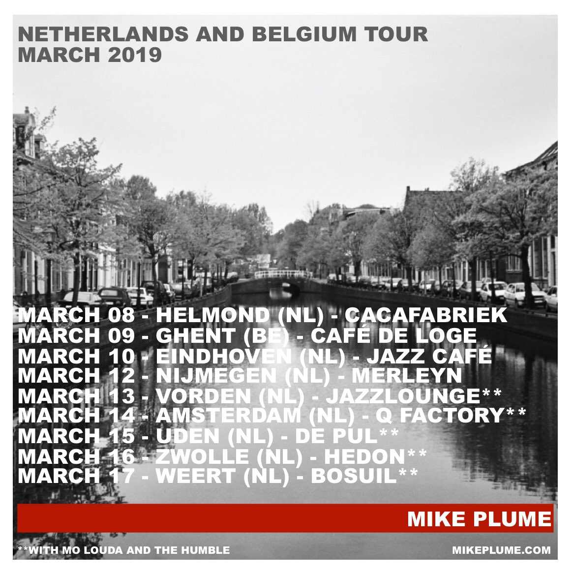 mikeplume's tweet photo. “We flew in to Amsterdam, gonna sing our songs across the Netherlands...”  #cafédeloge #jazzbareindhoven #cacaofabriekhelmond #qfactory #depul #hedonzwolle #bosuilweert #nijmegenmerleyn  #molowdaandthehumble #helmond #ghent #eindhoven #vorden #amsterdam #uden https://t.co/7jocMBmmTW