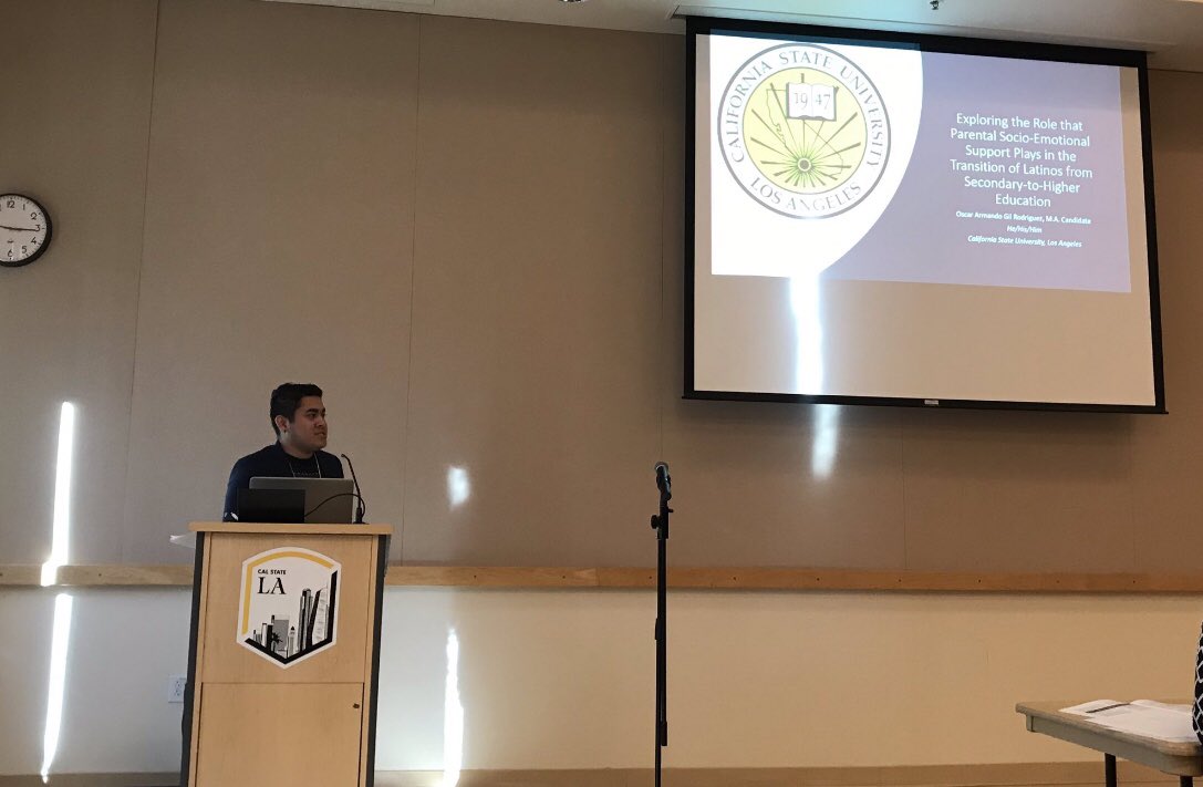 COECalStateLA's tweet photo. Incredibly proud of #EDFN @CCOECalStateLA Students Sam & Oscar ( @lilghost121 ) for their great presentations for the 27th Annual Student Symposium @CalStateLA https://t.co/u3F194JbAe