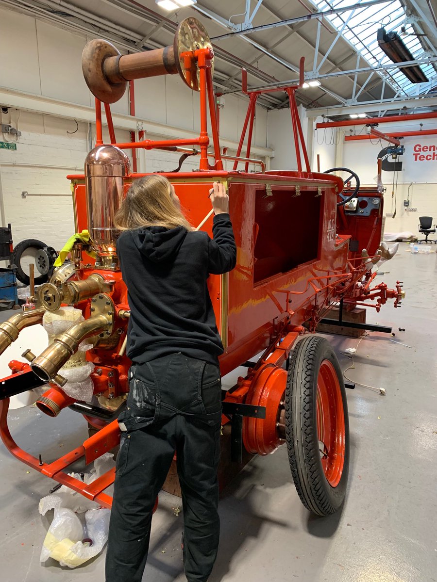 arksignwriting's tweet photo. Working with the apprentices at ⁦@STAMFORDAvK⁩ on their Merryweather fire engine. Great work guys, can’t wait to see it on display at ⁦@burghleyhouse⁩ #signwriter https://t.co/CW45Bbo7AM