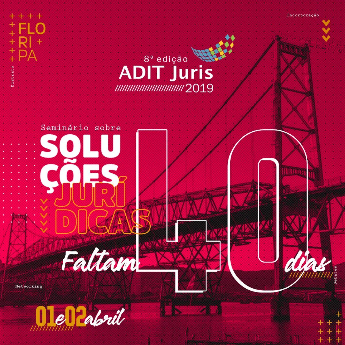 Já estamos em contagem regressiva para o mais importante e completo Seminário sobre Soluções Jurídicas para os Setores Imobiliário e Turístico do país! Ainda não garantiu sua participação? Então corre, as vagas são limitadas! Saiba mais sobre o evento em adit.com.br/aditjuris/