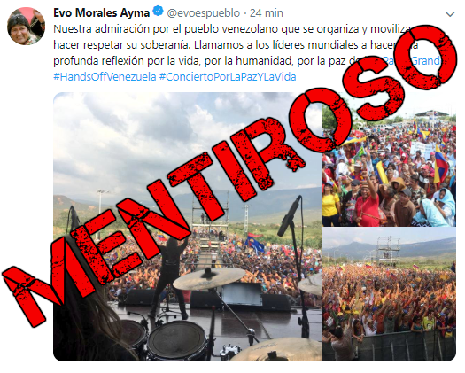 mecomprometoBo's tweet photo. No sólo miente en #Bolivia, ahora lo hace a nivel internacional, #EvoDictador. #21F #NOesNO #FueraMaduro #FuerzaVenezuela #LibertadYa https://t.co/uXvxUwCuzo