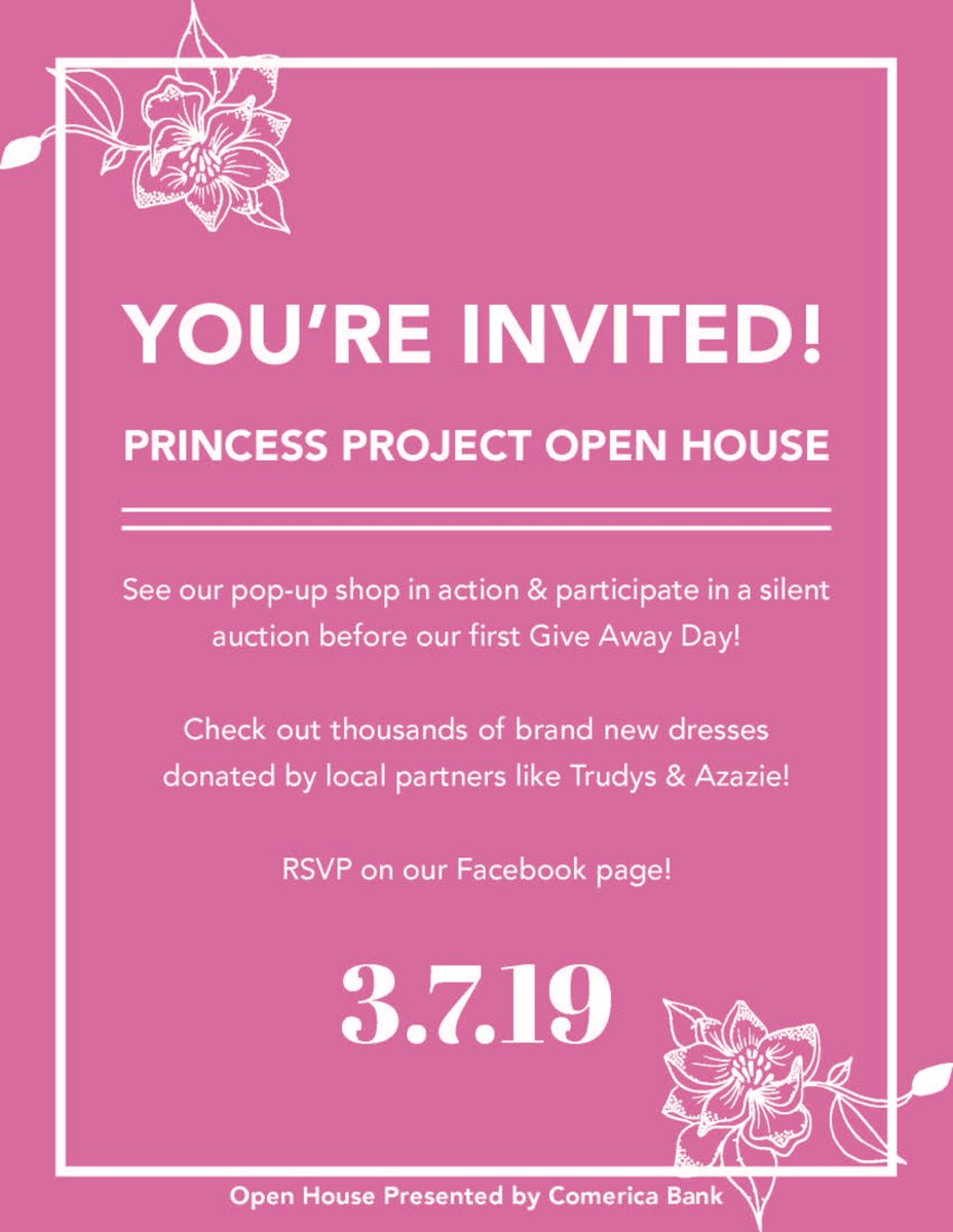 Princessprojsv's tweet photo. Join us March 7th for our Open House sponsored by Comerica Bank! #comericabank #sanjosevents https://t.co/UTOC31rarD