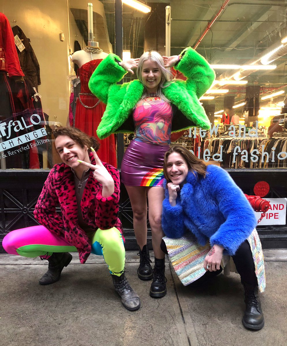 Amazing technicolor dream coats from Buffalo Exchange #Manhattan #Chelsea! #WinterFashion #WinterStyle #FauxFur #Neon #Technicolor #JosephAndTheTechnicolorDreamCoat #Broadway #Musicals #RainbowFashion