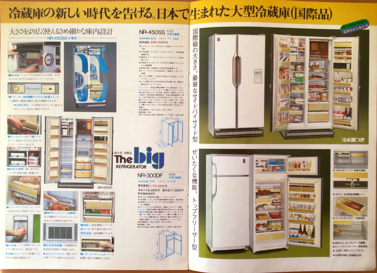 昭和48年「ナショナル」の「ナショナル冷蔵庫」のパンフレットの続き