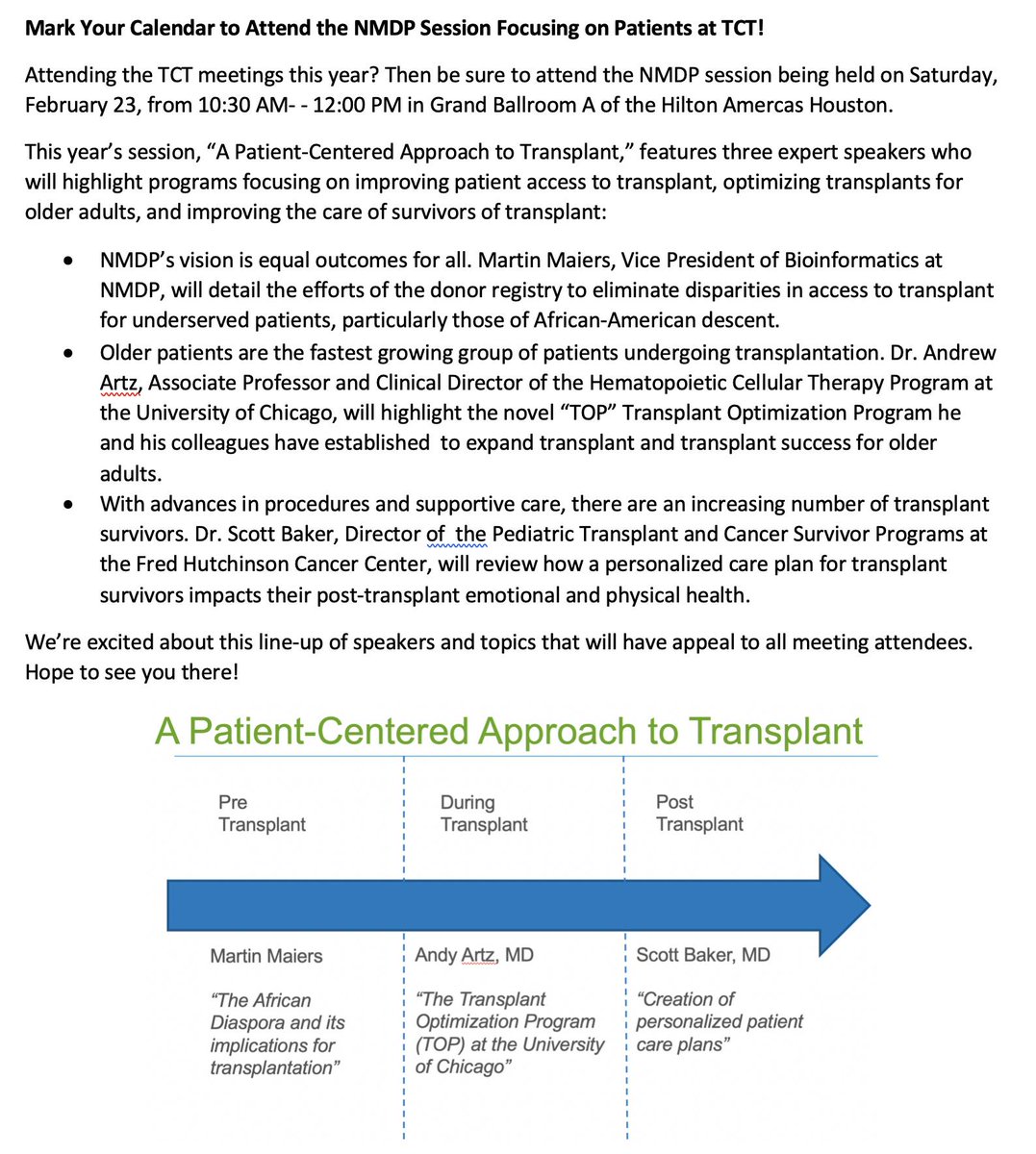 martinmaiers's tweet image. #TCTM19 #BeTheMatch #CIBMTR NMDP Session is 10:30am Saturday