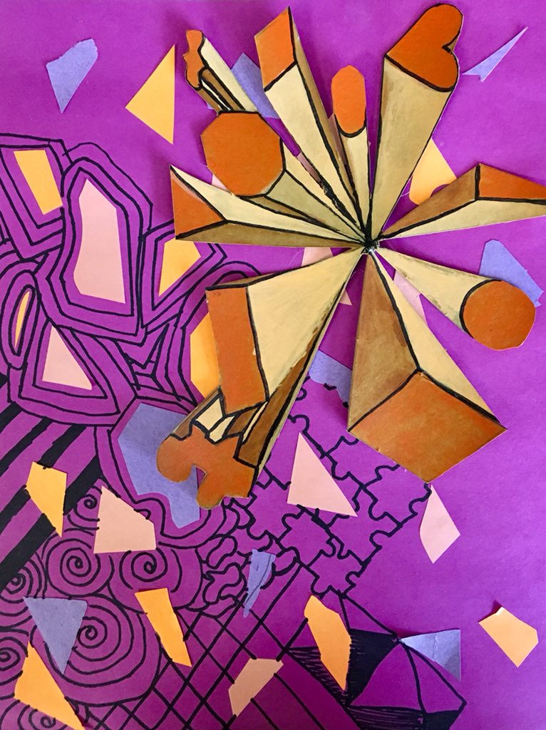 RoetzelArtClass's tweet photo. A quick shape and form project with the sixth grade! Learning how to draw with one point perspective and paint with value. Some smart cookies in @spearfishms #smsspartist #middleschoolart https://t.co/2B0RLUjVtK