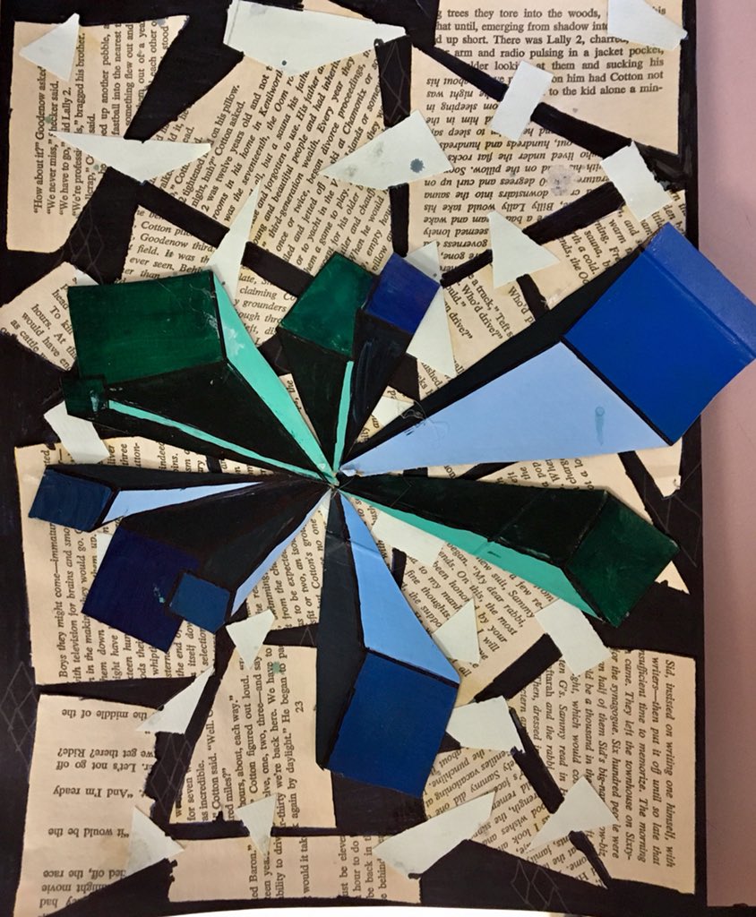 RoetzelArtClass's tweet photo. A quick shape and form project with the sixth grade! Learning how to draw with one point perspective and paint with value. Some smart cookies in @spearfishms #smsspartist #middleschoolart https://t.co/2B0RLUjVtK