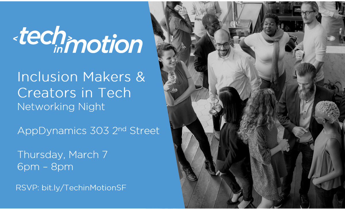 Julie-Anne Tucker (@jatsftech) on Twitter photo Join <a href="/Tech_in_Motion/">Tech in Motion</a> on March 7th at <a href="/AppDynamics/">Splunk AppDynamics</a> in #SanFrancisco for our next event, a networking night focused on #diversity & #inclusion in the tech industry. RSVP here: bit.ly/TechinMotionSF Join <a href="/Tech_in_Motion/">Tech in Motion</a> on March 7th at <a href="/AppDynamics/">Splunk AppDynamics</a> in #SanFrancisco for our next event, a networking night focused on #diversity & #inclusion in the tech industry. RSVP here: bit.ly/TechinMotionSF