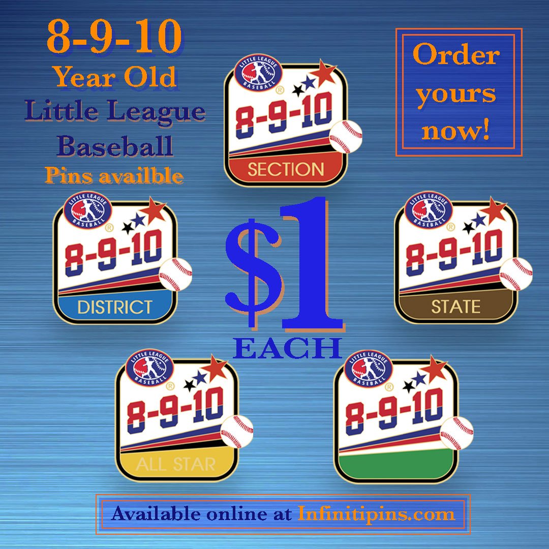 infinitipins's tweet photo. Pins, Pins and more Pins! We have @LittleLeague Baseball &amp; Softball pins available on our website for just $1 each! https://t.co/MtQ1vzsXJY Get yours ordered today! #LittleLeagueBaseball #LittleLeagueSoftball #PinTrading https://t.co/2toGaKQ7Lw