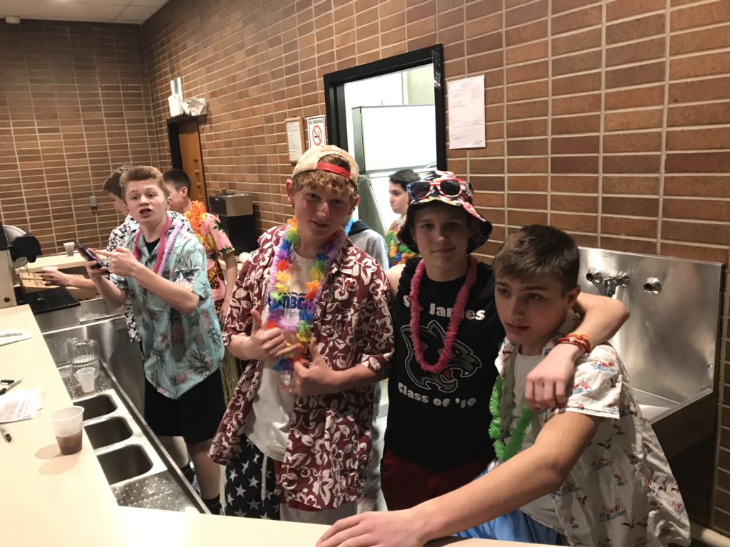 STJAMES_LC's tweet photo. We have a photo booth, Wii bowling, drinks and snacks corn hole, giant jenga. Great job 8th grade LC raising money for smiles for seniors. https://t.co/Cef7lYene1