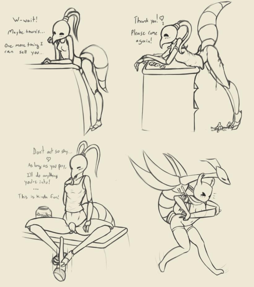 Just got Hollow Knight 

Love the game, love the style, and oh hey, there's a cute mosquito lady

She seems......nice

And as it turns out, r34 got to her fast

Yup, love her