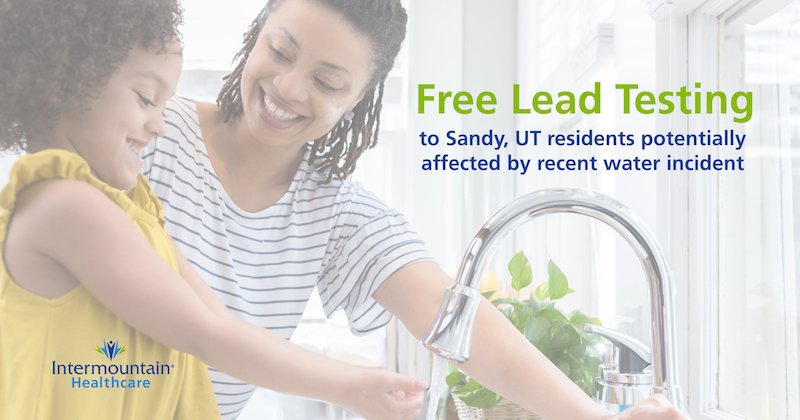 Intermountain Health (@intermountain) on Twitter photo Intermountain will be providing free lead testing on Saturday to residents of <a href="/sandycityutah/">Sandy City</a> in regards to recent potential water quality issues. Learn more: Intr.mn/gRF630nNT05 Intermountain will be providing free lead testing on Saturday to residents of <a href="/sandycityutah/">Sandy City</a> in regards to recent potential water quality issues. Learn more: Intr.mn/gRF630nNT05
