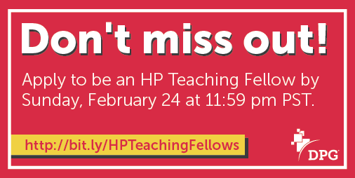 jweisgrau's tweet photo. Last call for #educators teaching and learning with technology! Apply to join the 2019 cohort of HP Teaching Fellows by Feb 24: https://t.co/Xxq4Jy7bZA … @HPEdu #HPTeachingFellows #ReinventTheClassroom https://t.co/f4l00s1POj