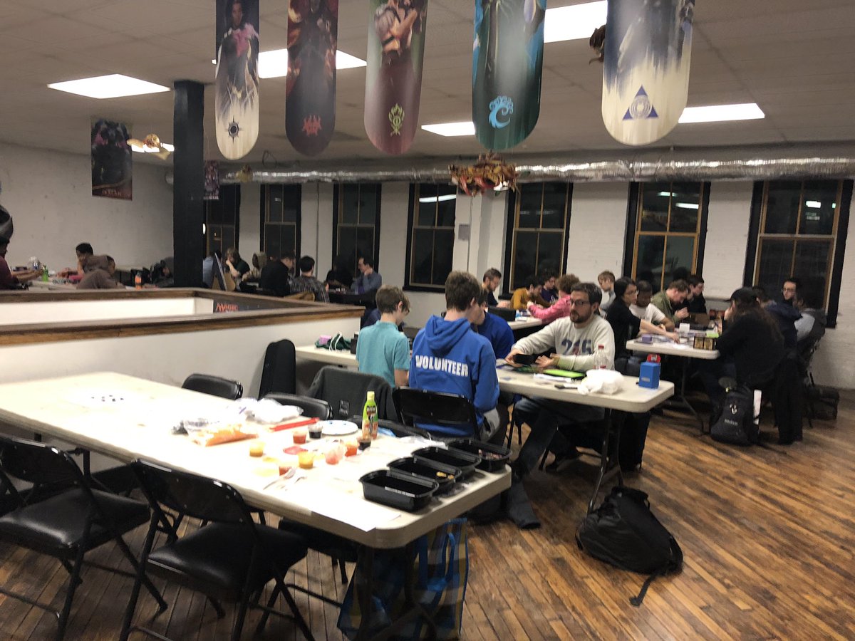 RedcapsCorner's tweet photo. #FNM at its finest at Redcaps! It’s poppin here. Thank you everyone for making this rich. #MtG #MagicthGathering #GameNight #Cards #FridayNight #Philly https://t.co/gp6ypI4Pff