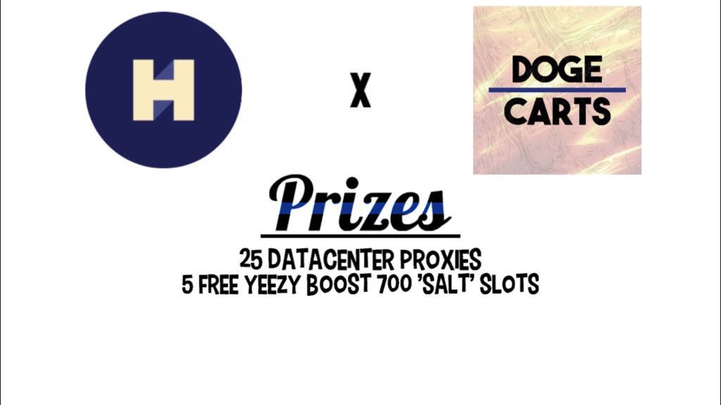 TryHermes's tweet image. 📈LAST MINUTE SLOT GIVEAWAY📈

📦 5 x Yeezy 700 Boost salt Slots from @DogeCartsIO 
📦 20 x Proxies from @hermesproxy 

@DogeCartsIO is a new slot provider with ATC at a great price!

⌛️ TO ENTER
1. Tag a friend
2. RT this
3. Follow both accounts

Winner picked 12:00AM EST