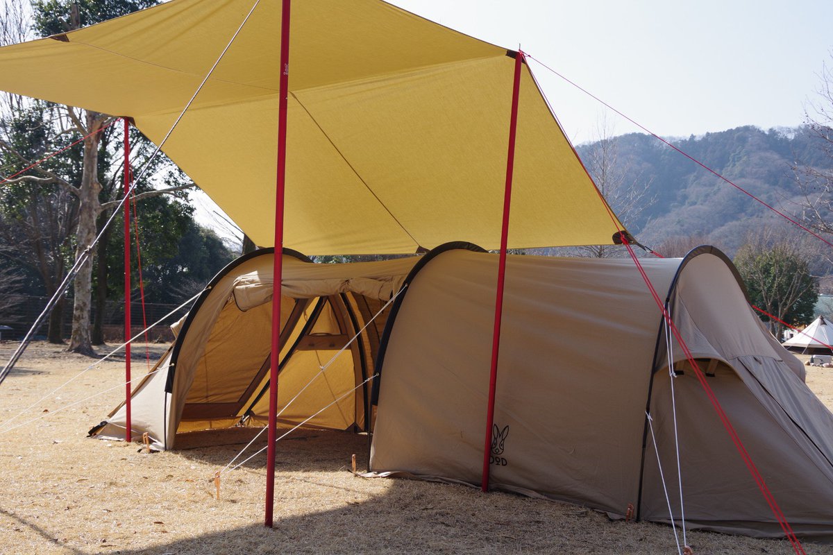 すずパパ ぼくキャン No Twitter 設営完了 家族四人のインフルが落ち着いたのでソロキャンプにやってきました こんな感じでカマソロ初設営 今はテント下の日陰に椅子を移動してます Dod カマボコテントソロtc