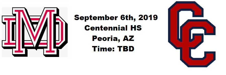 Cehsfootball's tweet photo. Big news you've been waiting for!  Centennial vs Mater Dei!  Sept 6th 2019! https://t.co/qSWBqrPk9U