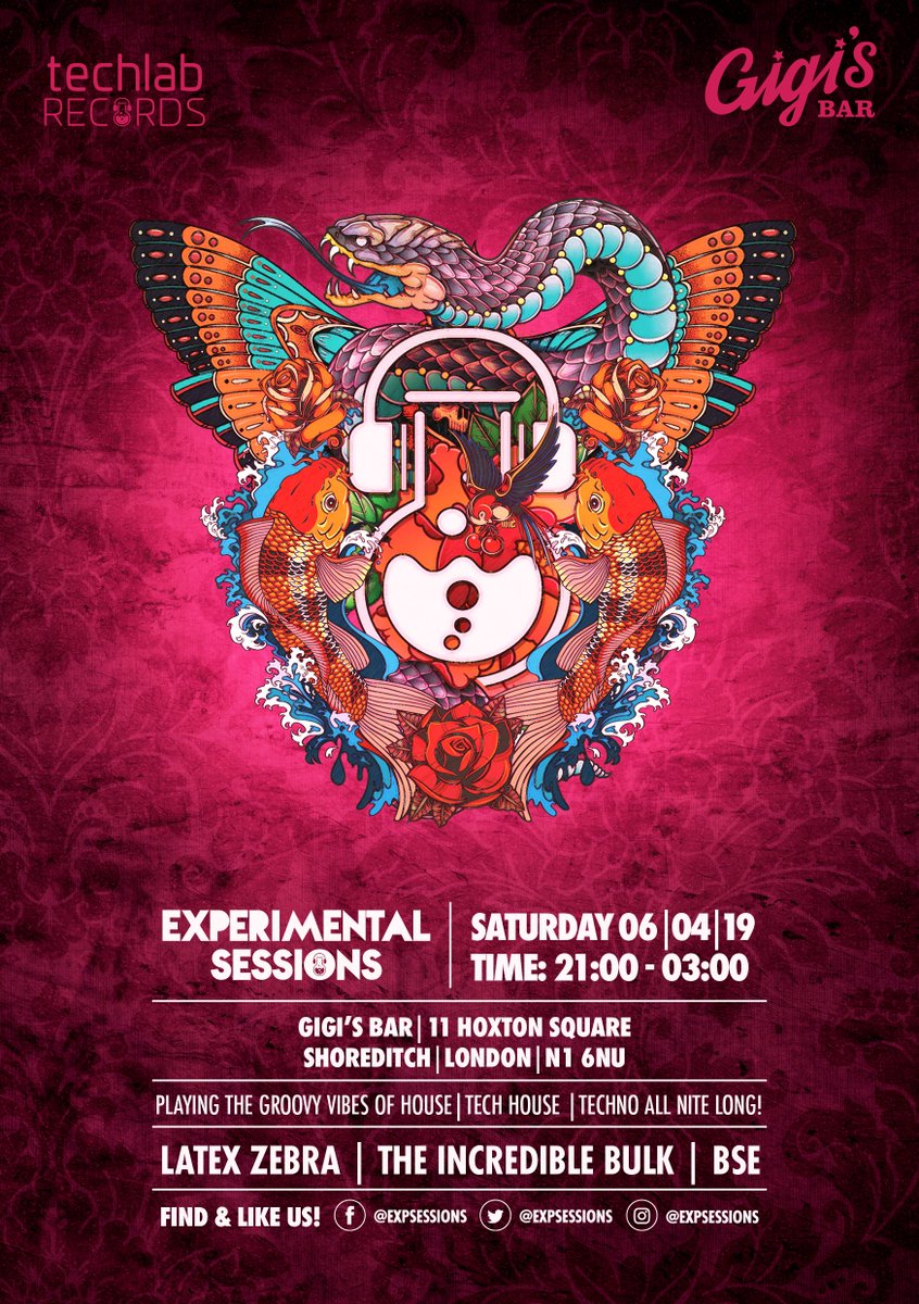 ExpSessions's tweet image. Announcement number 3!!

We travel East for our new Saturday residency to join forces with Gigi's Bar (aka @zigfridhoxton ).

 21:00 on Saturday 6th April!!

#music #housemusic #house #techno #electro #electronic #edm #dance #techhouse #dj #follow

facebook.com/events/1976196…