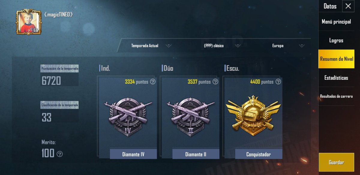 tineo53's tweet photo. Que bonito es mi perfil #PUBG_MOBILE #PUBGMOBILE #ranktop #Europe https://t.co/exudAgUD70