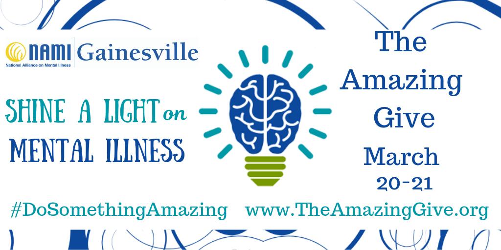 NAMIGainesville's tweet photo. #SaveTheDate for #TheAmazingGive! 
The Amazing Give is a 24 hour online fundraising event 
for non-profits in #Gainesville 
NAMI Gainesville needs your support! https://t.co/j2qMHMkDJg