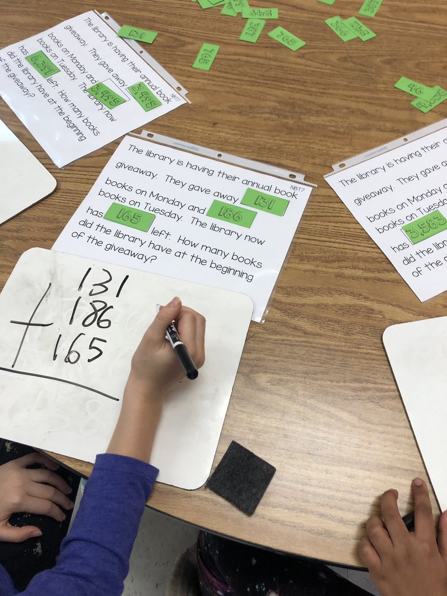 PowellinPrimary's tweet photo. I gave my Ss the same word problems but offered them options for the numbers in the problem. Some Ss chose to work at our current standard while others opted for a challenge. #mathismyjam #startunknown #resultunknown #IGinspo #sbcebobcats https://t.co/1ZNb4hxWTJ