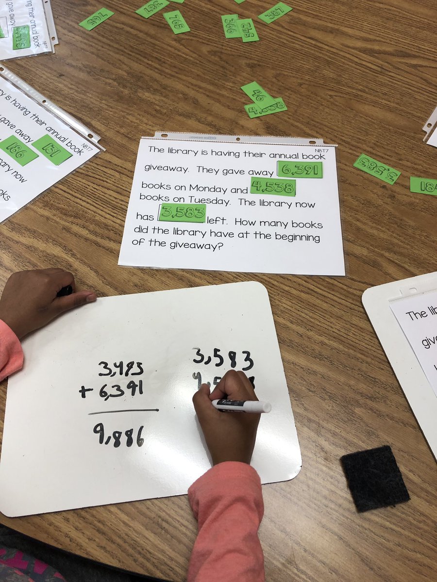 PowellinPrimary's tweet photo. I gave my Ss the same word problems but offered them options for the numbers in the problem. Some Ss chose to work at our current standard while others opted for a challenge. #mathismyjam #startunknown #resultunknown #IGinspo #sbcebobcats https://t.co/1ZNb4hxWTJ