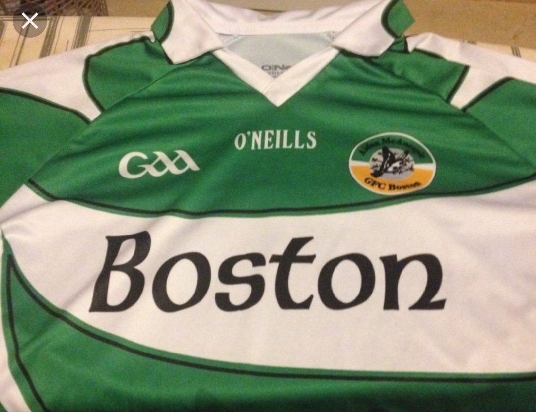 So proud to have the shirt of the Aidan McAnespie Gaelic Football Club of Boston, Massachusetts. The Club is named in honour of Aidan murdered by the British Army on his way to his local club. He loved the game.