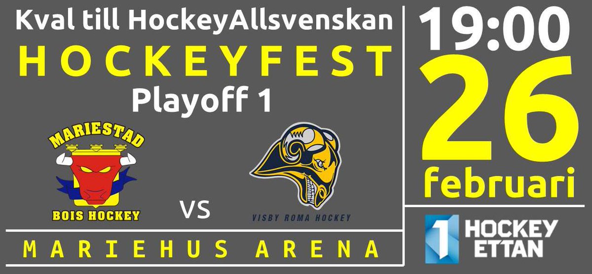 På tisdag är det dags för playoffspel! Nu fyller vi Mariehus Arena och ger killarna det stöd de är värda och behöver #boishockey #playoff #mariehusarena