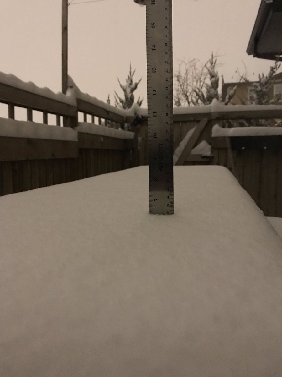 dharmabum1's tweet photo. 6.25” in Stapleton/east Denver and still snowing. 1”+/hr since 4:30. Not exactly what they got in @NWSFlagstaff but still a lot of fun. @weather5280 @coloradowxwatch @ChrisCBS4 @LaurenCBS4 @DaveAgCBS @NWSBoulder @WeatherNation @CBS4Mark #COwx https://t.co/4T4WYJcSIr