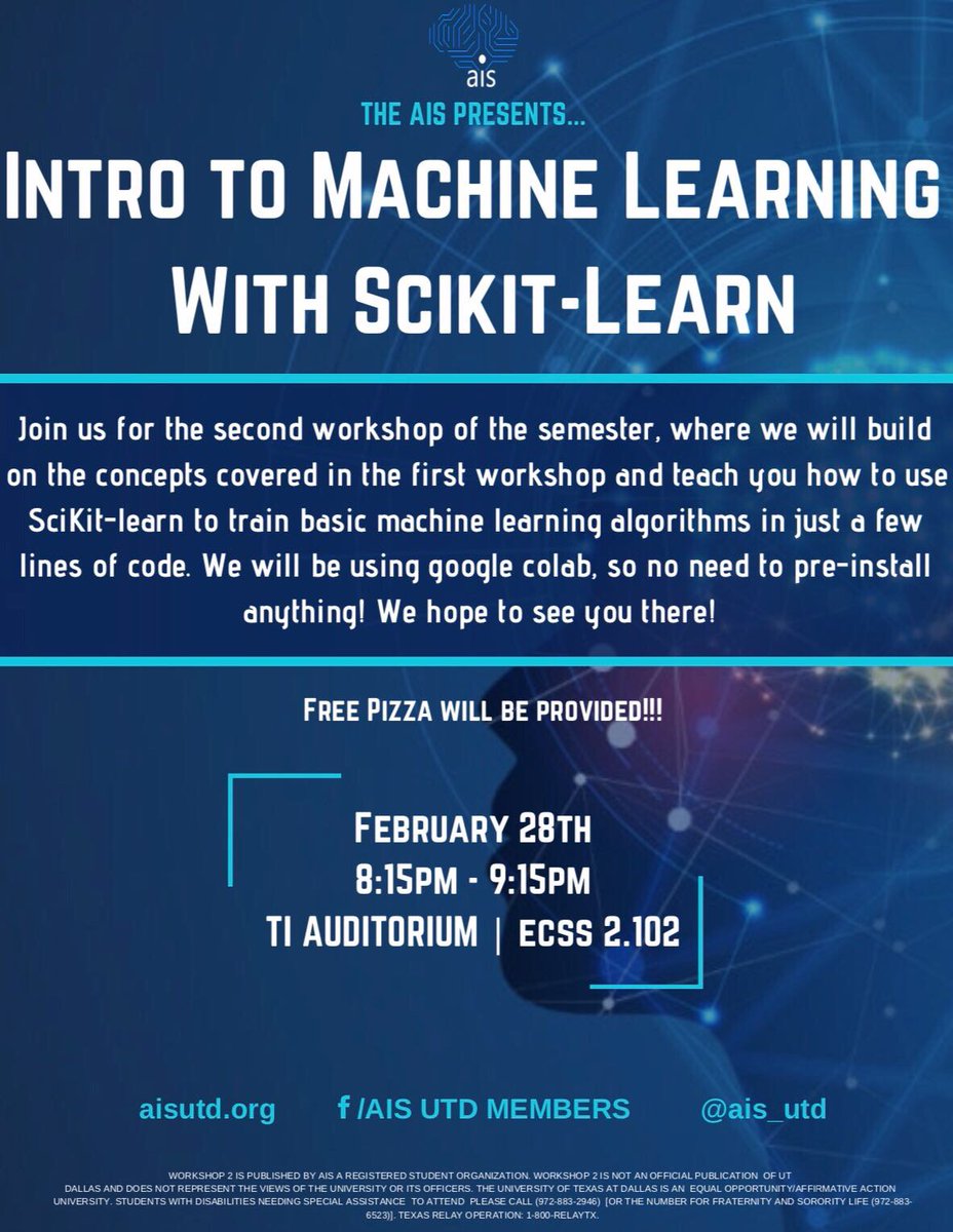 ais_utd's tweet photo. Make sure to attend our second workshop on February 28th from 8:15 to 9:15 PM! https://t.co/XwzBzK48m6