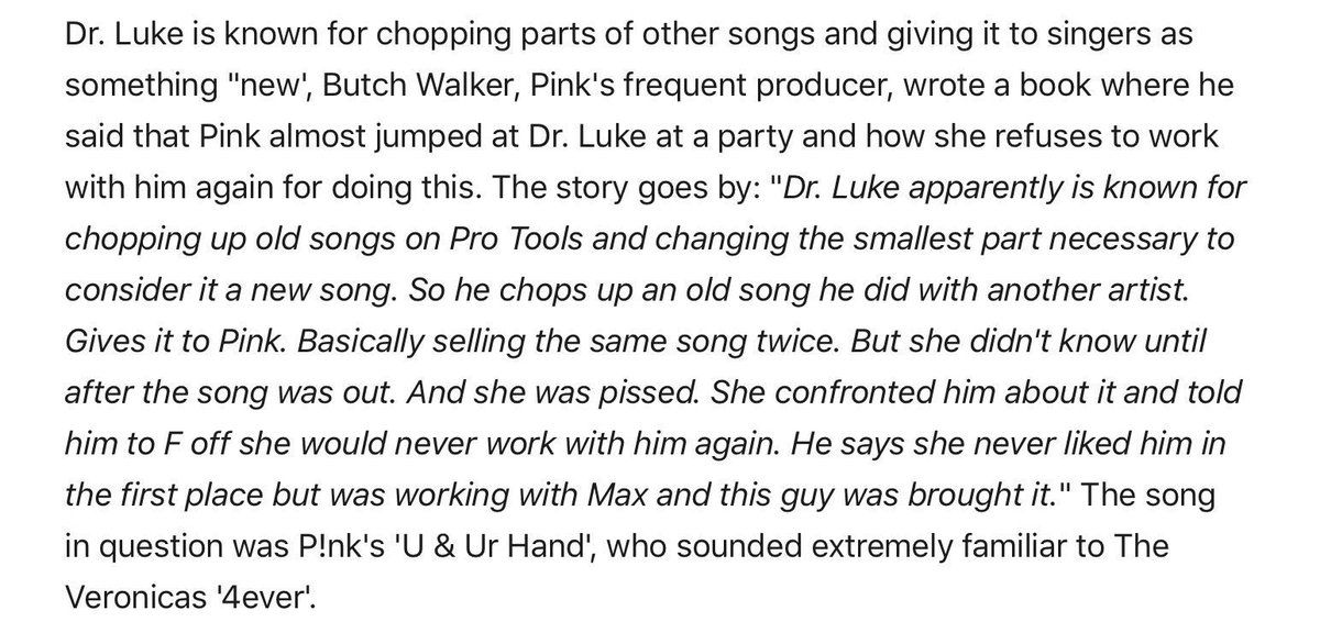 P!NK - L*** is known for stealing artists’ songs (including K’s), duplicating them, & offering them to other artists as his own, P!nk furiously learned. After K came forward, P!nk revealed more of L***’s immoral behavior, & was subsequently served court papers by... ****!