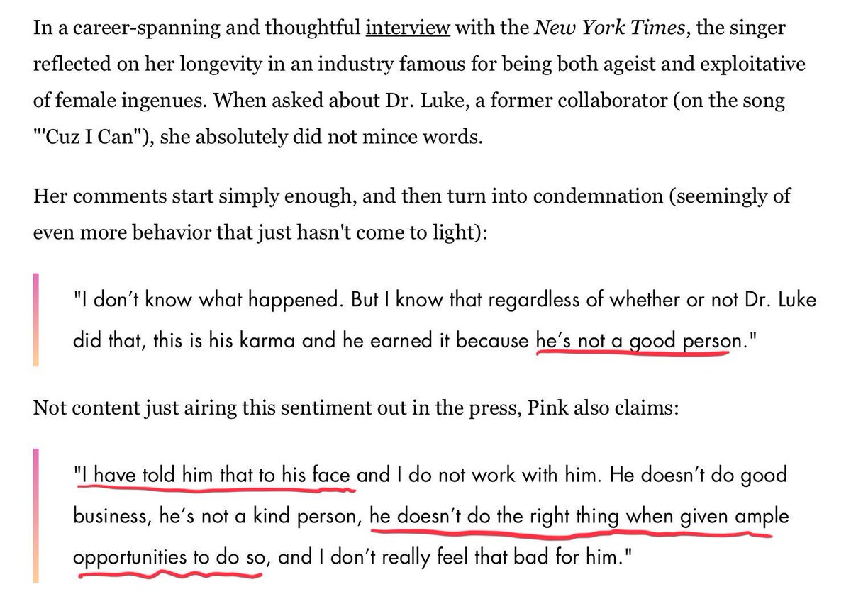 P!NK - L*** is known for stealing artists’ songs (including K’s), duplicating them, & offering them to other artists as his own, P!nk furiously learned. After K came forward, P!nk revealed more of L***’s immoral behavior, & was subsequently served court papers by... ****!