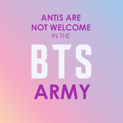ReportArmyAntis's tweet photo. This is a new report account dedicated to eliminating nonsensical hate antithetical to BTS' message of love from the #BTSARMY by reporting and blocking antis and akgaes. In the ARMY, we respect #Jungkook, #V, #Jimin, #Suga, #RM, #Jin, &amp; #Jhope. https://t.co/sVGUoBULkl