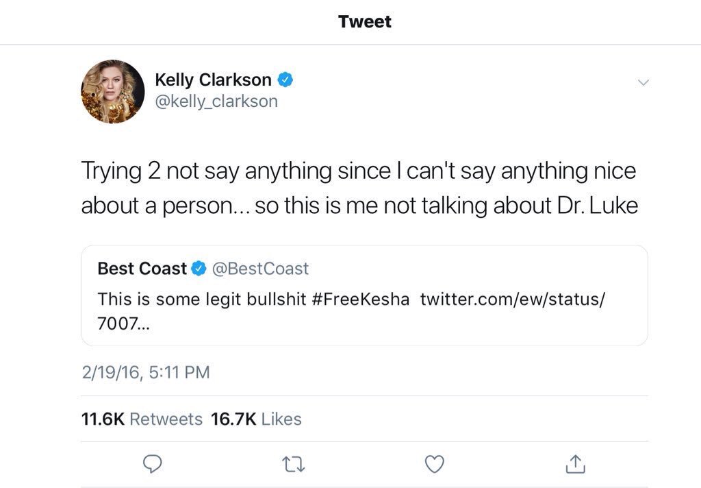 Kelly Clarkson: Through Kelly already had bad past experiences with L, her label forced her to work with him again on “My Life Would Suck Without You”, so she removed her credit as a writer so she wouldn’t be associated with him - all back in 2008, a year before K’s debut