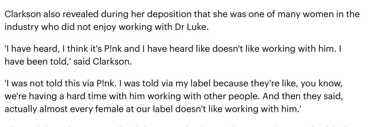 Kelly Clarkson expands on **. ****’s history of lying & his typical reaction of “disbelief” that we’ve even seen in this trial (e.g. “K was my friend, I never thought it would come to this”). She was also told that almost every woman at her label disliked working with him