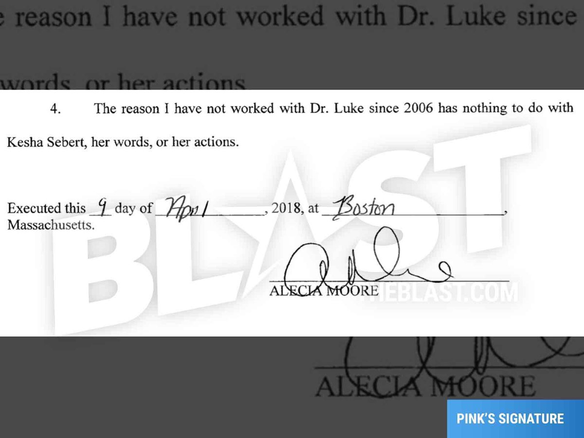 P!nk and Avril Lavigne have now filed sworn affidavits confirming that they cut ties with **. **** due their own unpleasant experiences with him, independent of Kesha’s situation. Remember that P!nk has been vocal about **** being a bad person.