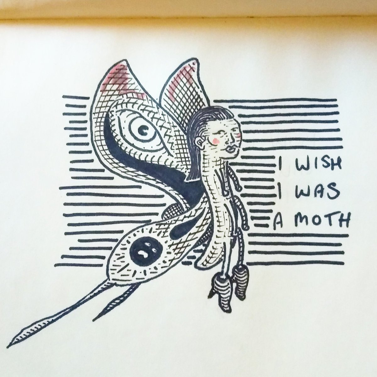 Afternoon sketch book while the paint is drying #sketchbook #illustration #drawing #lowbrow #surrealism #butterfly