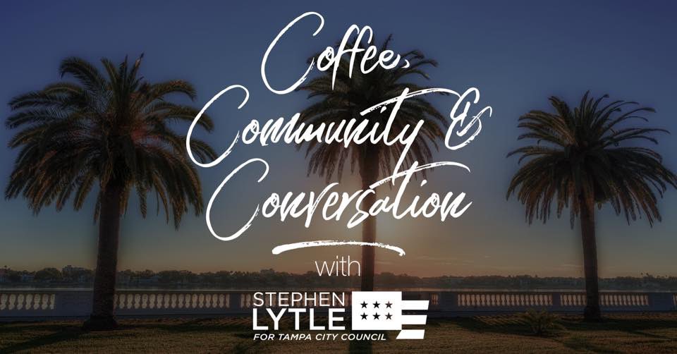 allm408's tweet image. #SeminoleHeights, #TampaHeights, #Downtown, and #Channelside Neighbors &amp;amp; Friends:  Join us Sunday morning for Coffee, Community &amp;amp; Conversation with Stephen Lytle, Candidate for Tampa City Council, District 3 at Jet City Espresso and Wine Cafe in Seminole Heights from 8:30-10AM.