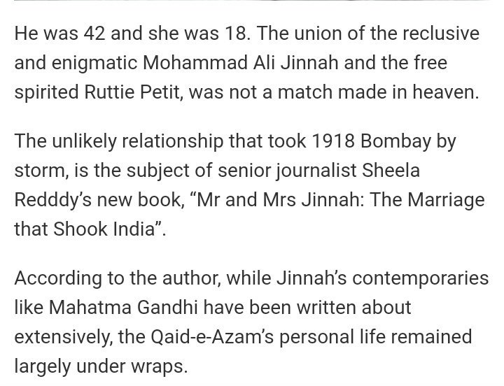 Whe he was 43, he ran away with 18 year daughter of his Parsi friend Dinshaw Petit.But he disowned his daughter Dina because she married a Parsi!5/7 #HindustanVsPakistan