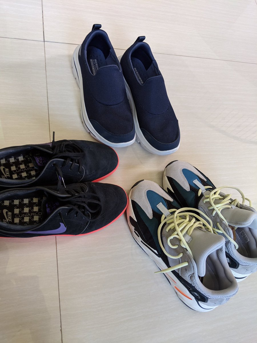 _slickrick's tweet photo. His, hers, &amp; mine. My father in law rocking the @skechersph #gowalk evolution ultra! @gayndah rocking the @nikesb @stefanjanoski from @welegendary! Got my @adidasoriginals #Yeezy700 #waverunner #sneakerfilesph https://t.co/DhTimI2osM